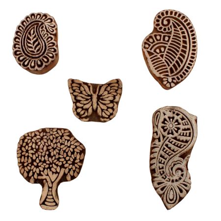 Set of 5 Piece New Mix Wooden Printing Blocks